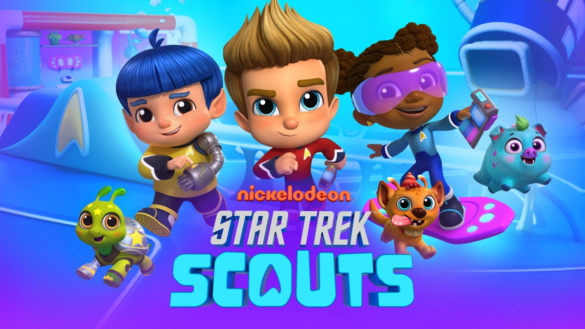The young Star Trek Scouts crew and their intergalactic pets